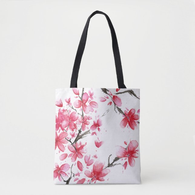 Bolsa Tote Sacola bonita & elegante da flor de cerejeira (Frente)