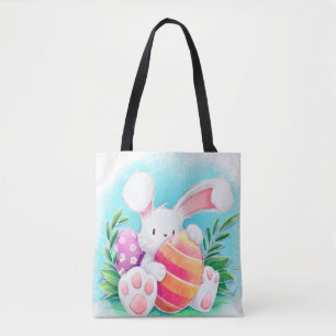 Bolsa Tote Sacola bonito da aguarela   do coelhinho da Pásco