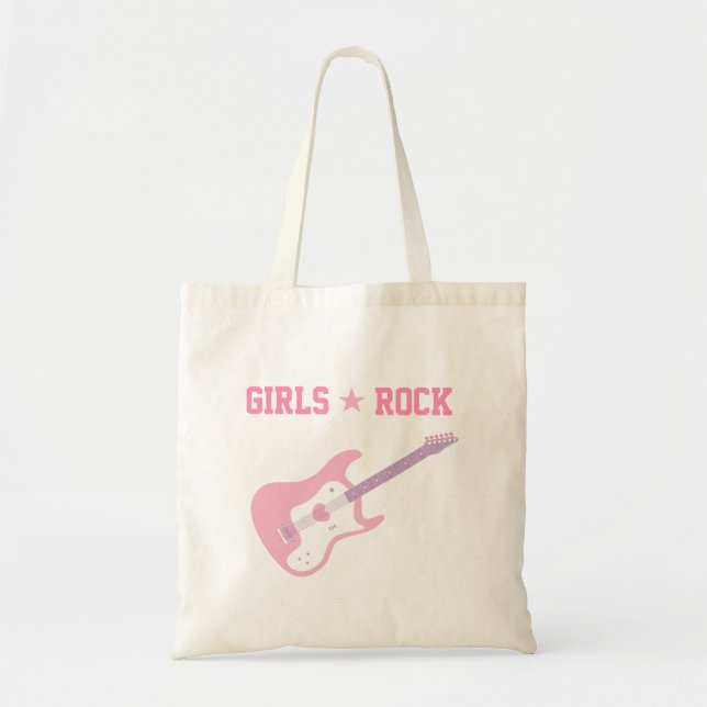 Bolsa Tote Sacola bonito da guitarra do rosa da estrela do (Frente)