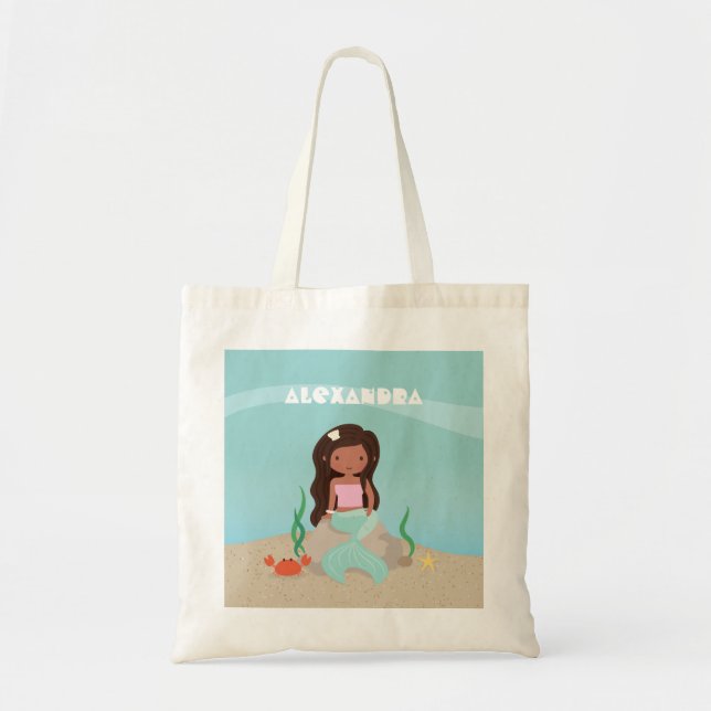 Bolsa Tote Sacola bonito da menina da sereia do (Frente)