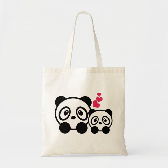 Bolsa Tote Sacola bonito de 2 pandas (Frente)