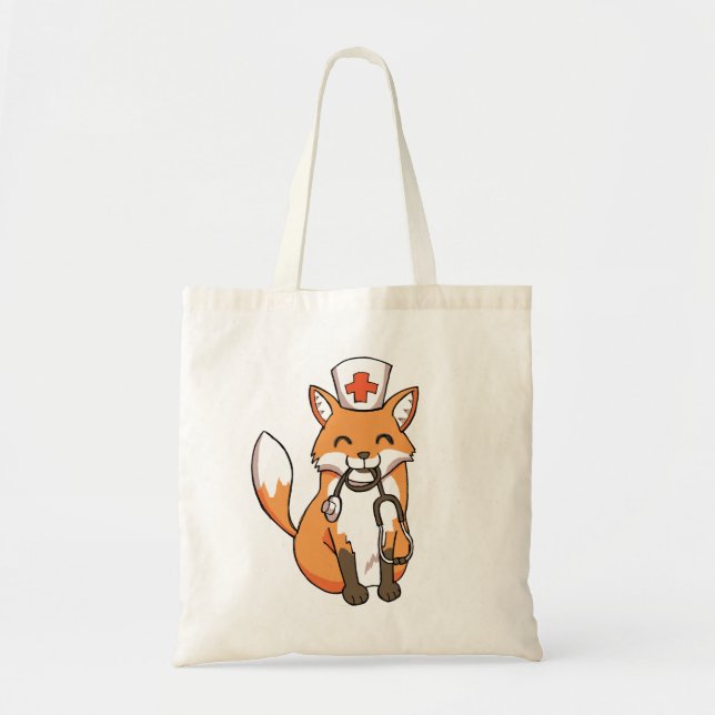 Bolsa Tote Sacola bonito do doutor Nutrição Fox Estetoscópio (Frente)
