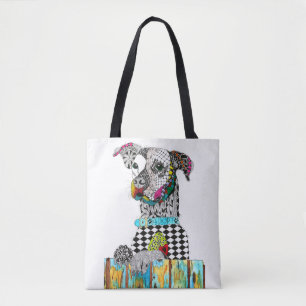 Bolsa Tote Sacola bonito e colorida do pitbull