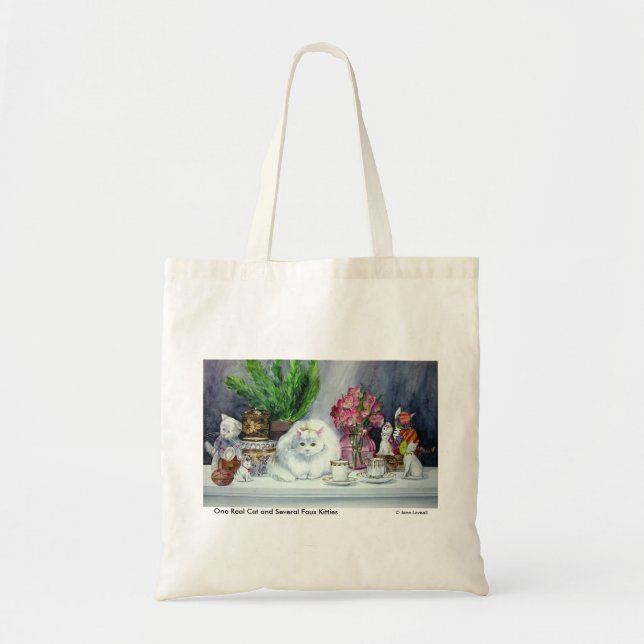 Bolsa Tote Sacola branca de cabelos compridos do gato (Frente)