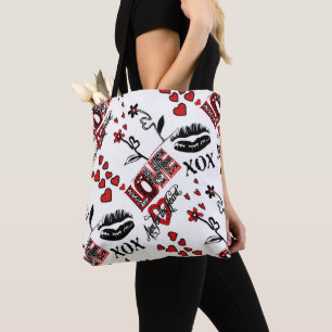 Bolsa Tote Sacola branca preta vermelha do motivo dos