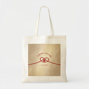Bolsa Tote Sacola chinesa do casamento do nó vermelho dobro