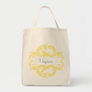 Bolsa Tote Sacola chique amarela do damasco