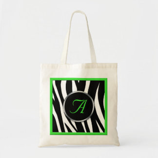 Bolsa Tote Sacola chique do monograma do verde do impressão