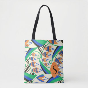 Bolsa Tote Sacola cinzenta alaranjada inicial do verde azul
