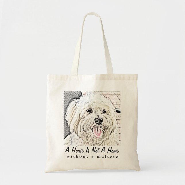 Bolsa Tote Sacola Collectible do filhote de cachorro maltês (Frente)