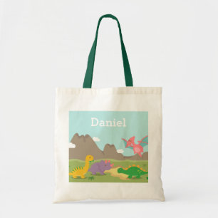 Bolsa Tote Sacola colorida bonito dos miúdos dos dinossauros