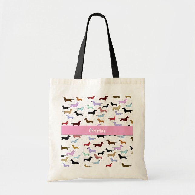 Bolsa Tote Sacola colorida do Dachshund (Frente)