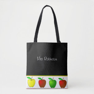 Bolsa Tote Sacola colorida dos professores das maçãs