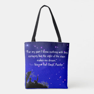 Bolsa Tote Sacola com citações de Vincent van Gogh