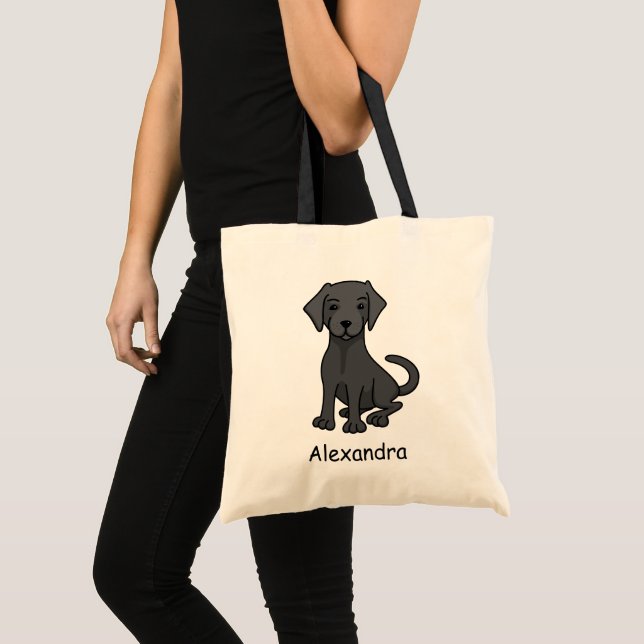 Bolsa Tote Sacola conhecida feita sob encomenda do cão preto (Frente (produto))