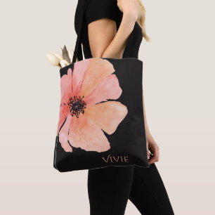 Bolsa Tote Sacola cor-de-rosa coral do costume da papoila