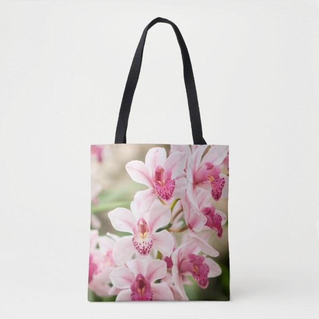 Bolsa Tote Sacola cor-de-rosa da orquídea reusável (Frente)