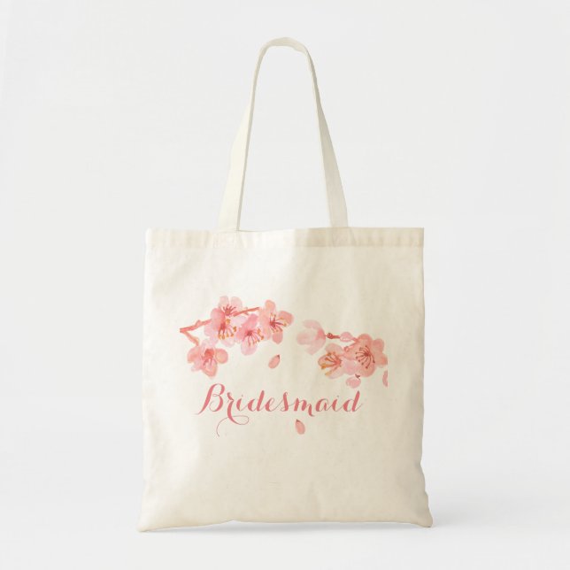 Bolsa Tote Sacola cor-de-rosa do casamento da dama de honra (Frente)