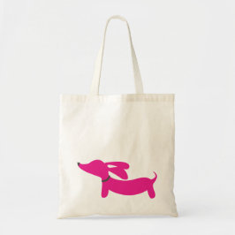 Bolsa Tote Sacola cor-de-rosa do Dachshund
