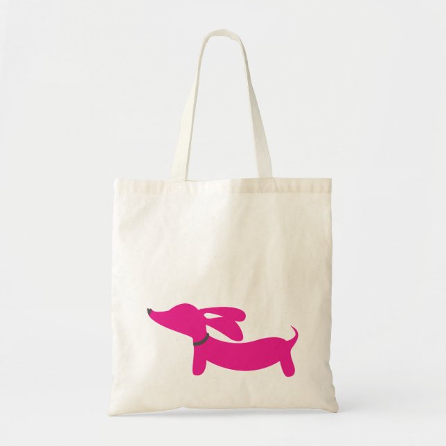 Bolsa Tote Sacola cor-de-rosa do Dachshund (Frente)