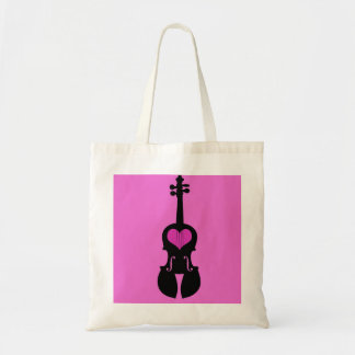 Bolsa Tote Sacola cor-de-rosa do violino do coração