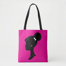 Bolsa Tote Sacola cor-de-rosa e preta da silhueta do sopro da