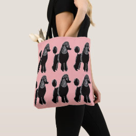 Bolsa Tote Sacola cor-de-rosa preta das caniches padrão