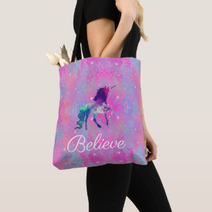 Bolsa Tote Sacola cor-de-rosa/roxa do texto feito sob