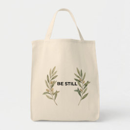 Bolsa Tote Sacola Cristã de Oliva Minimalista 'Fique Calmo'
