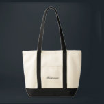 Bolsa Tote Sacola customizável da dama de honra<br><div class="desc">Esta sacola elegante caracteriza um logotipo da "dama de honra" que combine a pia batismal e as cores de nossa coleção preto e branco do casamento tema damasco. Faria um grande presente!</div>