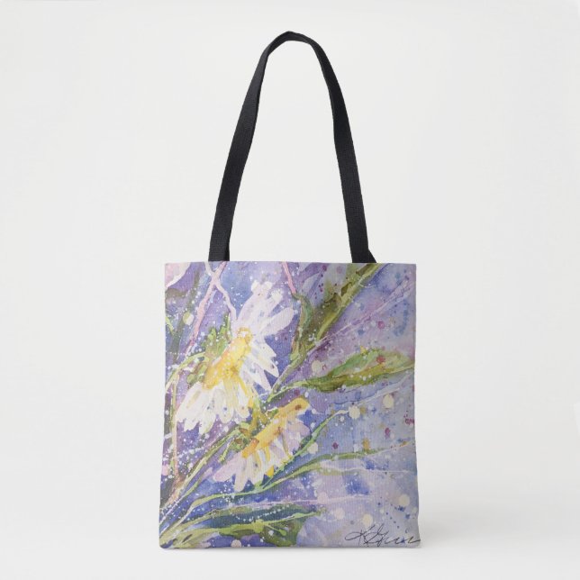 Bolsa Tote Sacola da aguarela da margarida (Frente)