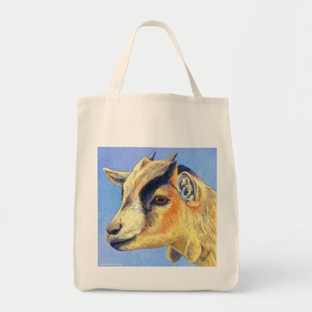 Bolsa Tote Sacola da cabra do pigmeu - "cabra ensolarada " (Frente)