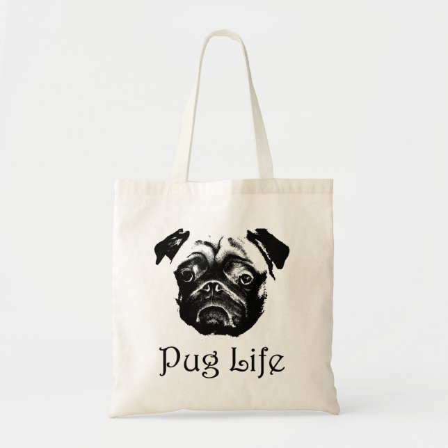Bolsa Tote Sacola da cara do Pug da vida do Pug (Frente)