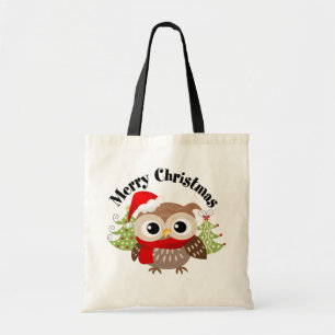 Bolsa Tote Sacola da coruja do Feliz Natal