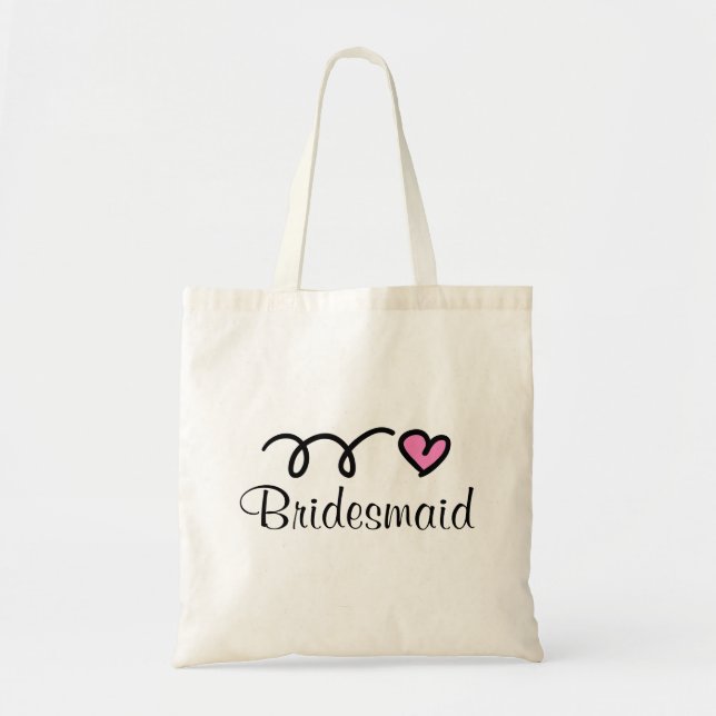 Bolsa Tote Sacola da dama de honra com coração bonito (Frente)
