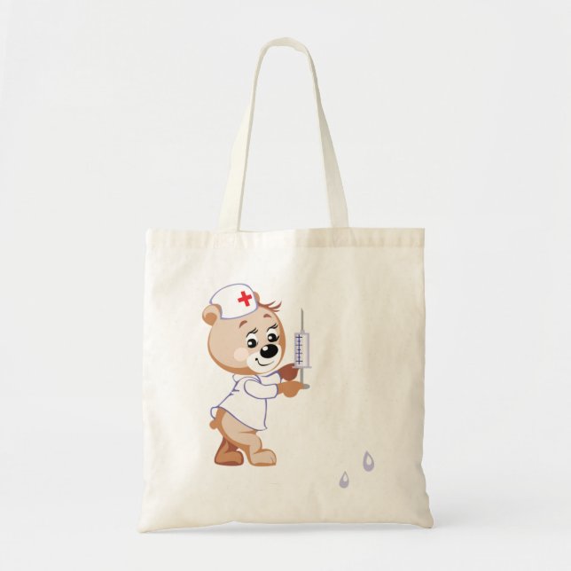 Bolsa Tote Sacola da enfermeira do urso de ursinho (Frente)