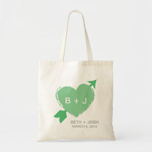 Bolsa Tote Sacola da ilustração do coração do verde limã