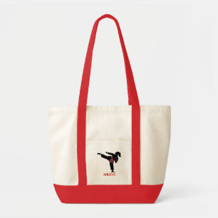 Bolsa Tote Sacola da silhueta da menina das artes marciais