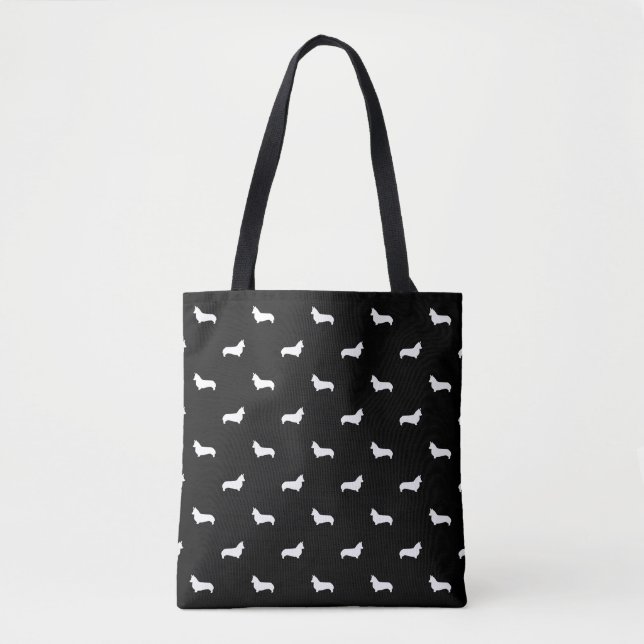 Bolsa Tote Sacola da silhueta do Corgi (Frente)