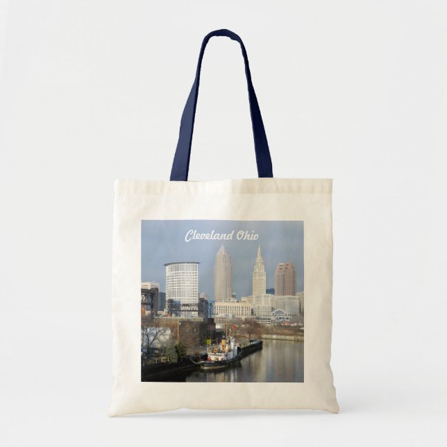 Bolsa Tote Sacola da skyline de Cleveland, o Rio Ohio (Frente)