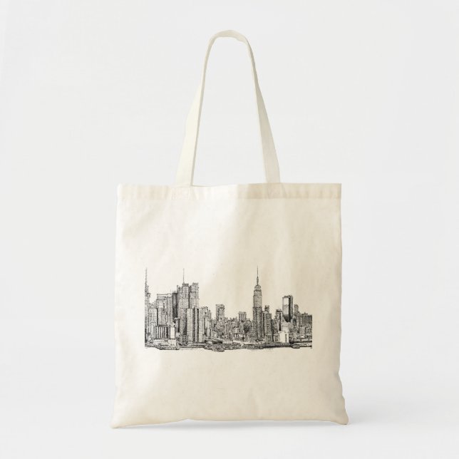 Bolsa Tote Sacola da tinta da skyline de New York (Frente)