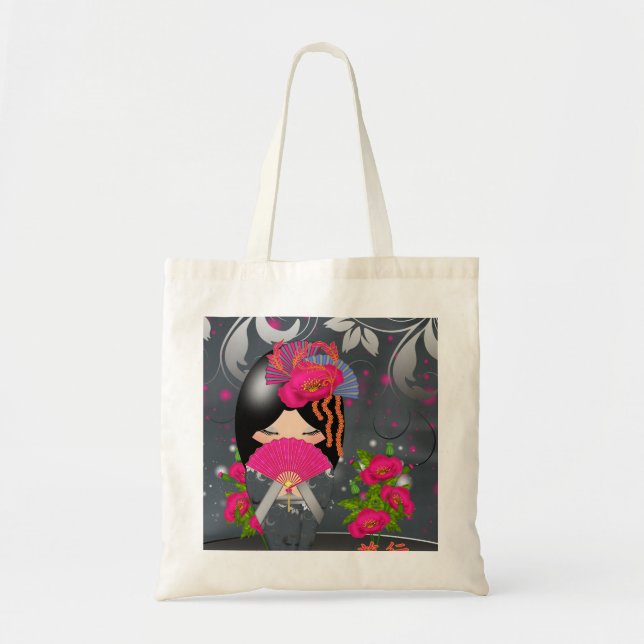 Bolsa Tote Sacola da "viagem" da boneca de Kokeshi (Frente)