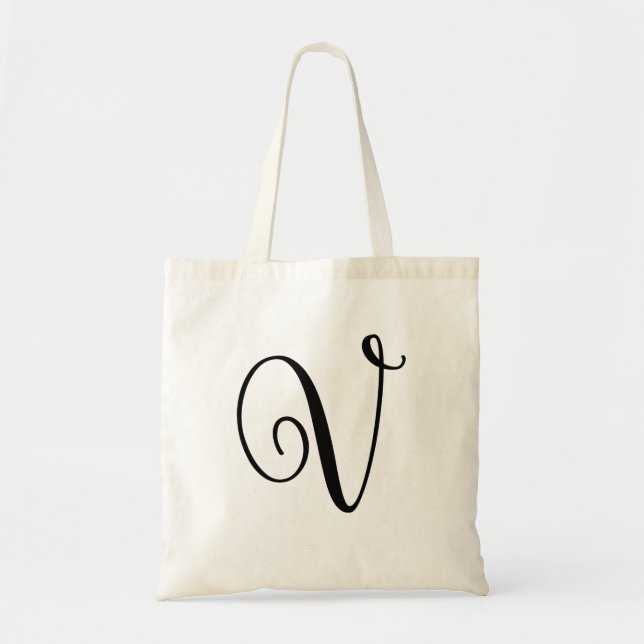 Bolsa Tote Sacola das Bolsa-Canvas do orçamento da letra "V" (Frente)