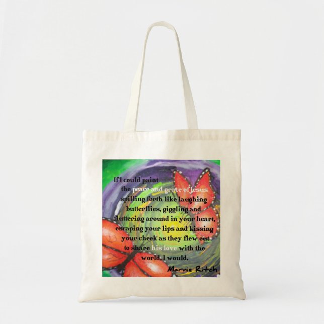Bolsa Tote Sacola das borboletas de Jesus (Frente)
