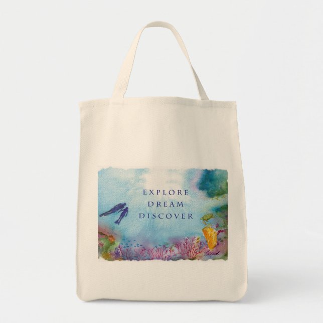 Bolsa Tote Sacola das canvas do casal do Snorkel (Frente)