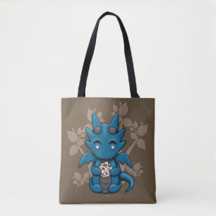 Bolsa Tote Sacola das canvas do dragão dos dados de Kawaii