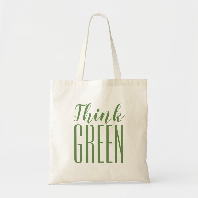 Bolsa Tote Sacola das citações do ambiente do pense verde pro (Frente)