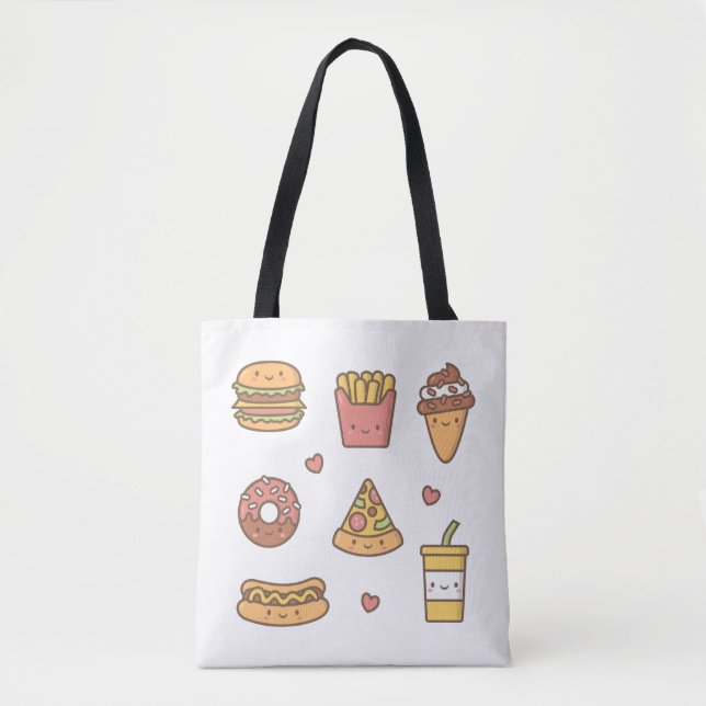 Bolsa Tote Sacola das meninas da comida lixo de Kawaii (Frente)