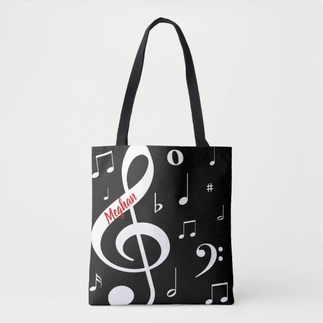 Bolsa Tote Sacola das notas musicais (Frente)