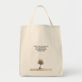 Bolsa Tote Sacola de Compras Cristã Mateus 11:28 | Sacola de